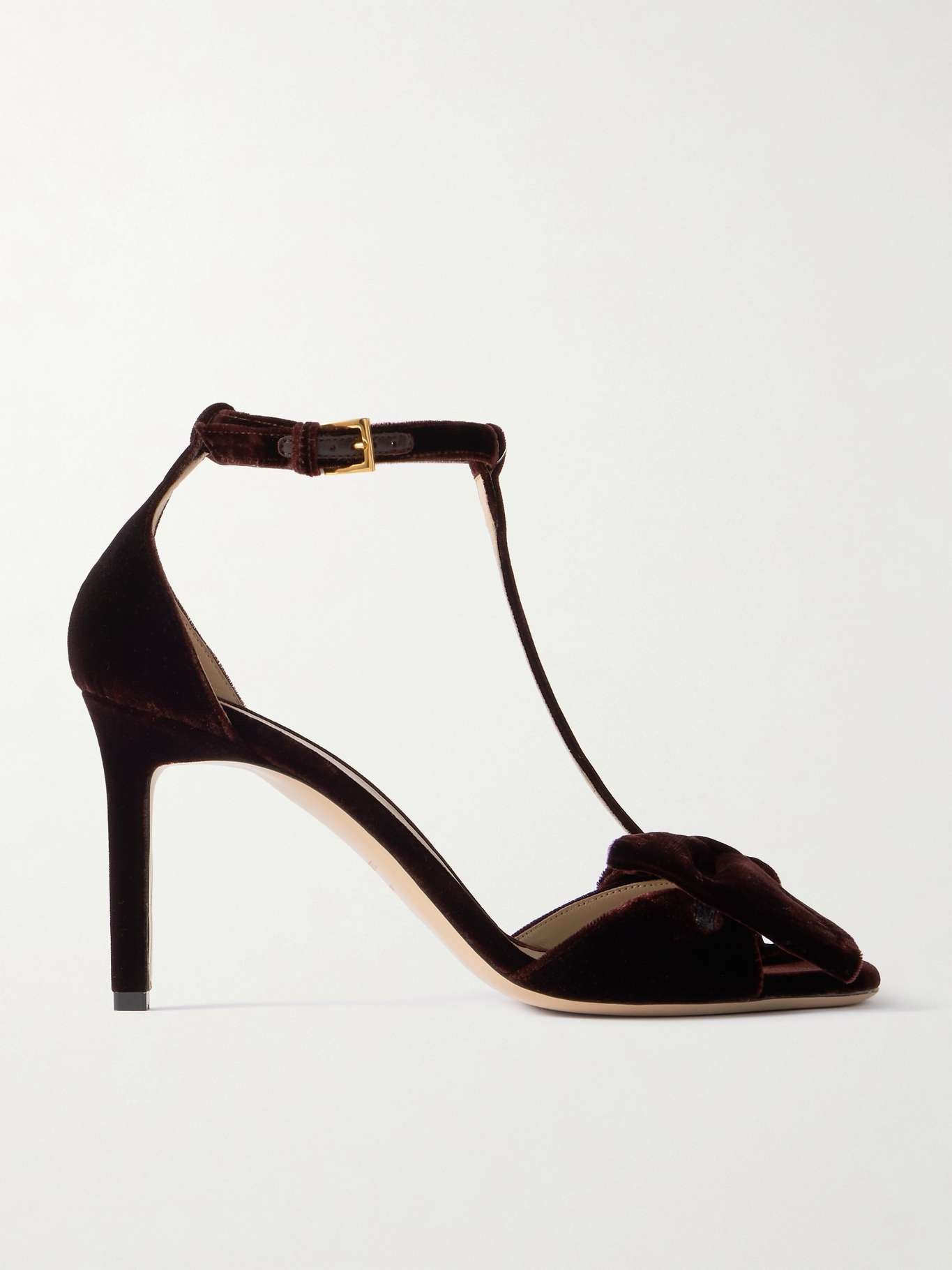 Brigitte bow-embellished velvet sandals Burgundy - 1