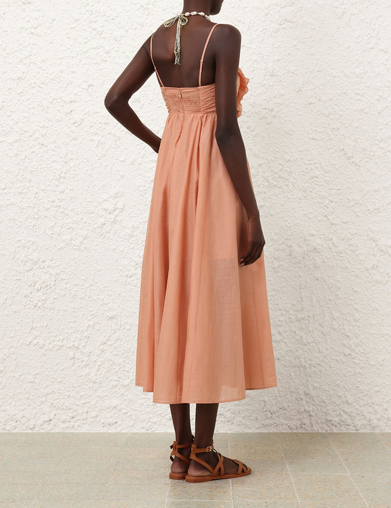 Zimmermann ACACIA RUFFLE MAXI DRESS - 0747DRS252TAN | REVERSIBLE