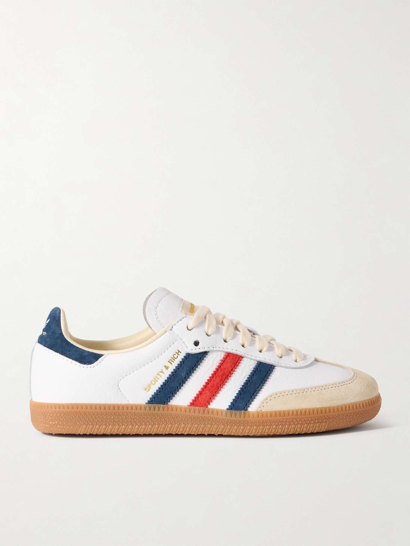 + Sporty & Rich Olympic Samba OG satin and suede-trimmed leather sneakers - 1