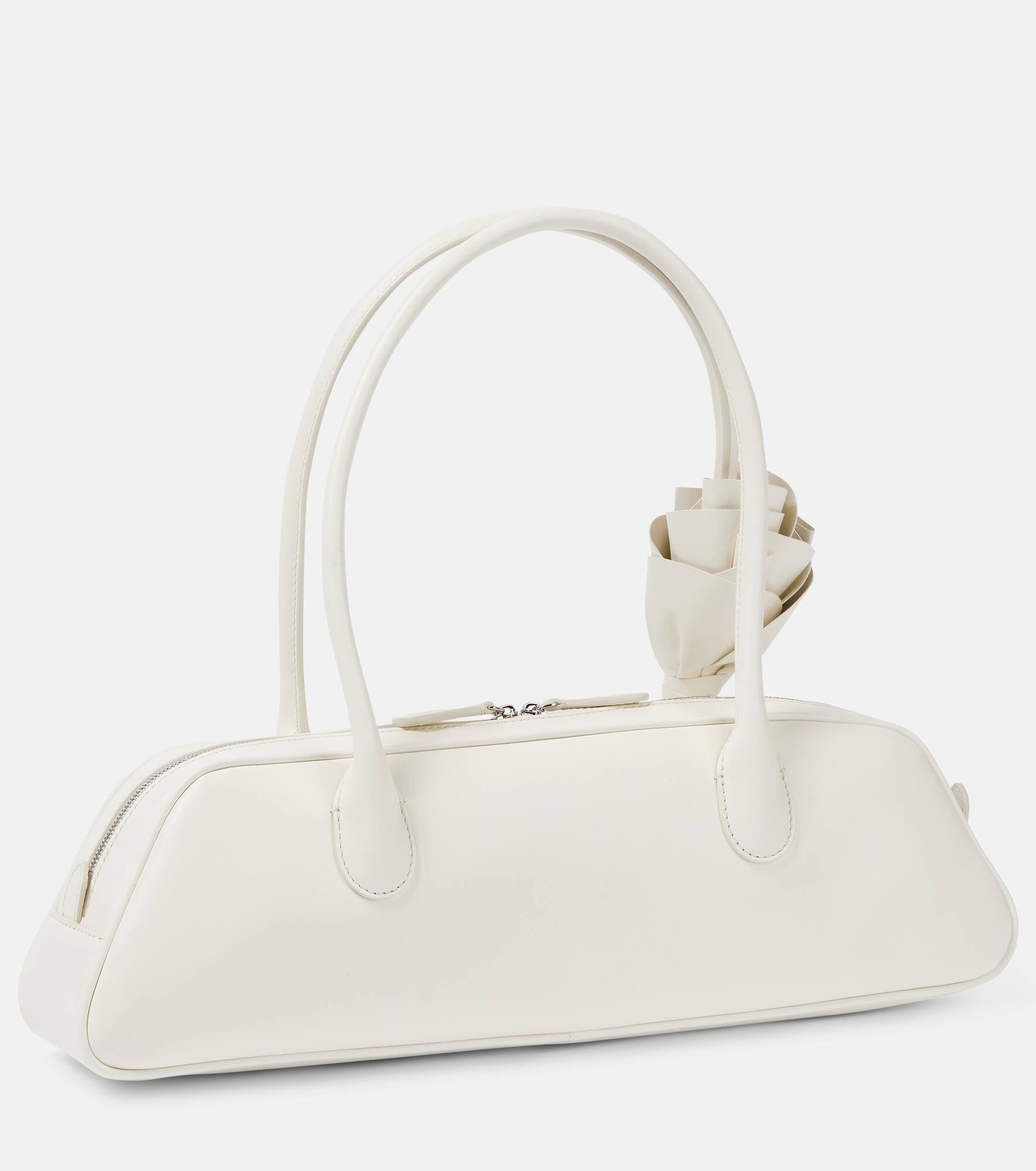 Brigitte floral-appliqué leather shoulder bag - 4