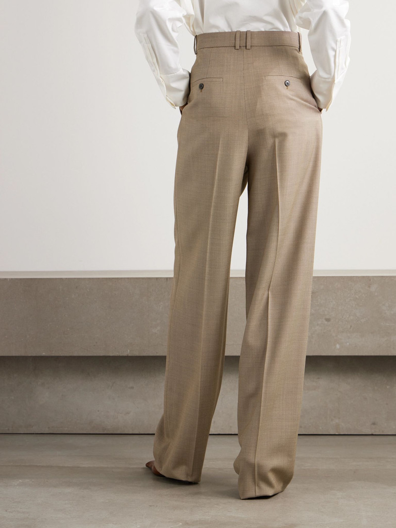 Pleated wool-canvas wide-leg pants Beige 4