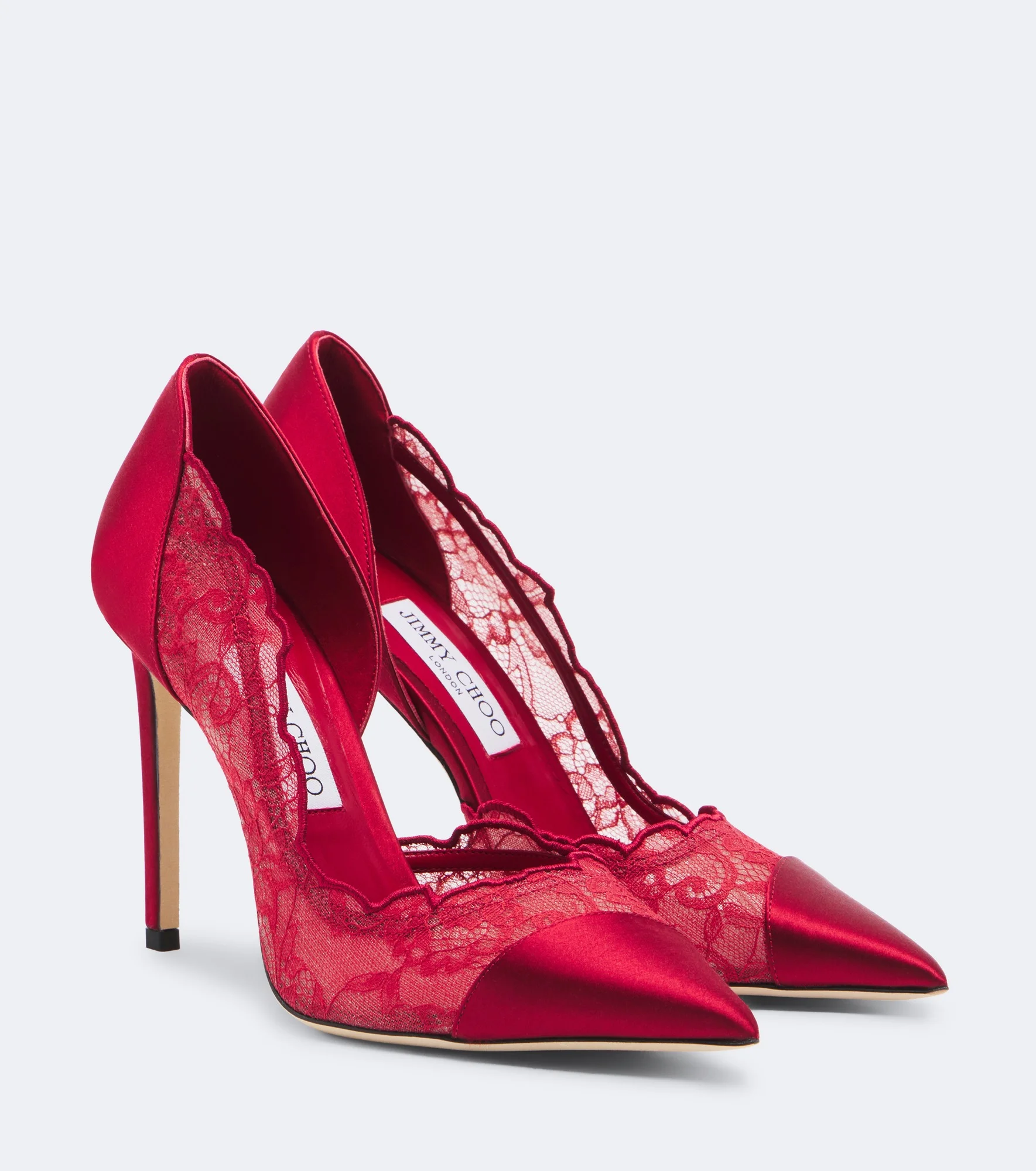 Brigitte lace-trimmed satin pumps - 1