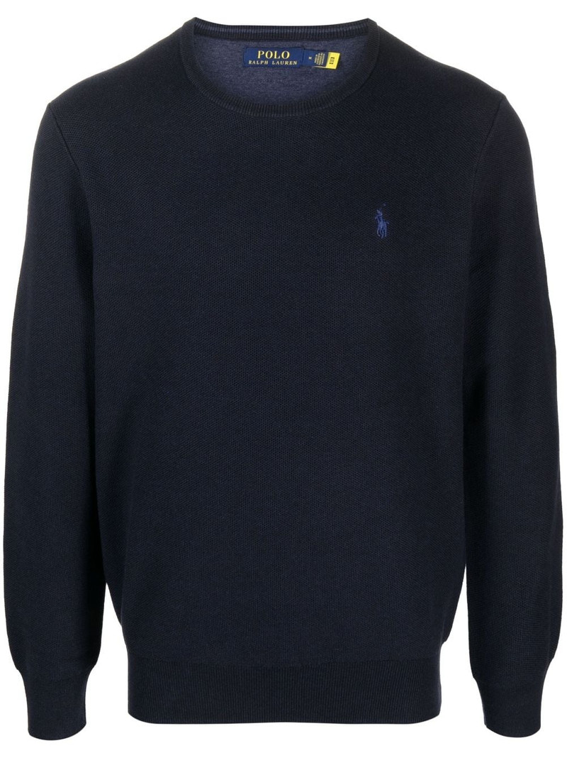 embroidered-logo long-sleeve cotton jumper 1