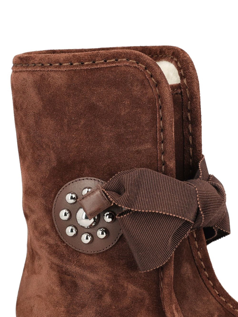 bow-embellished suede boots - 3
