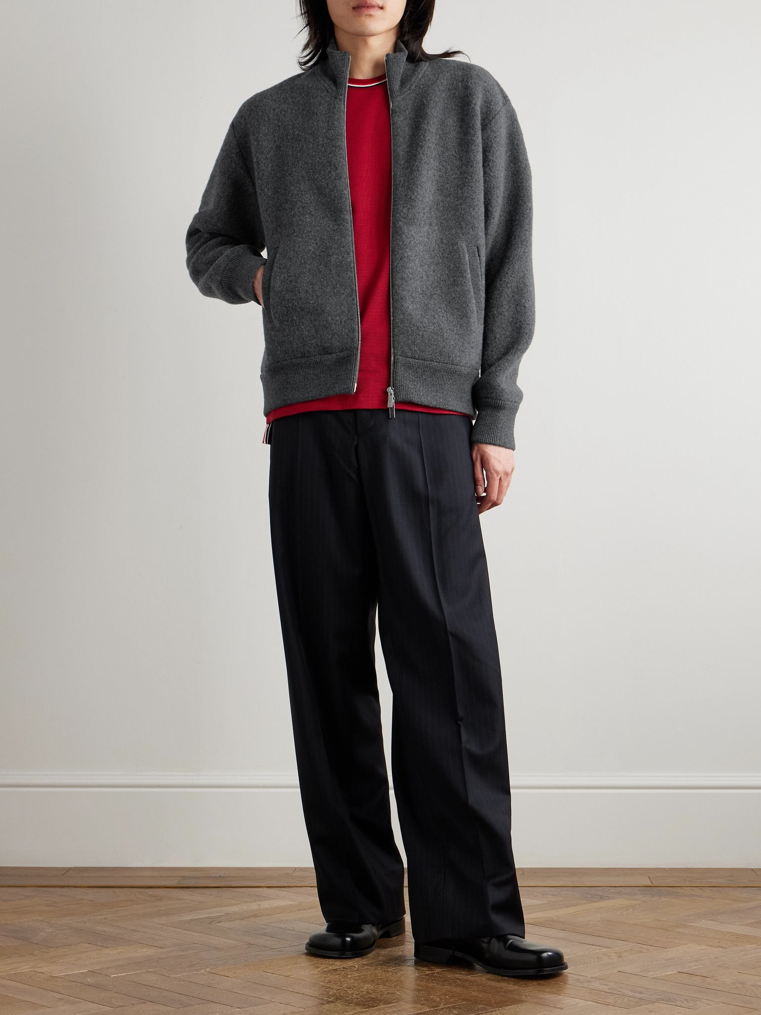 Wool-Fleece Zip-Up Jacket Gray - 2
