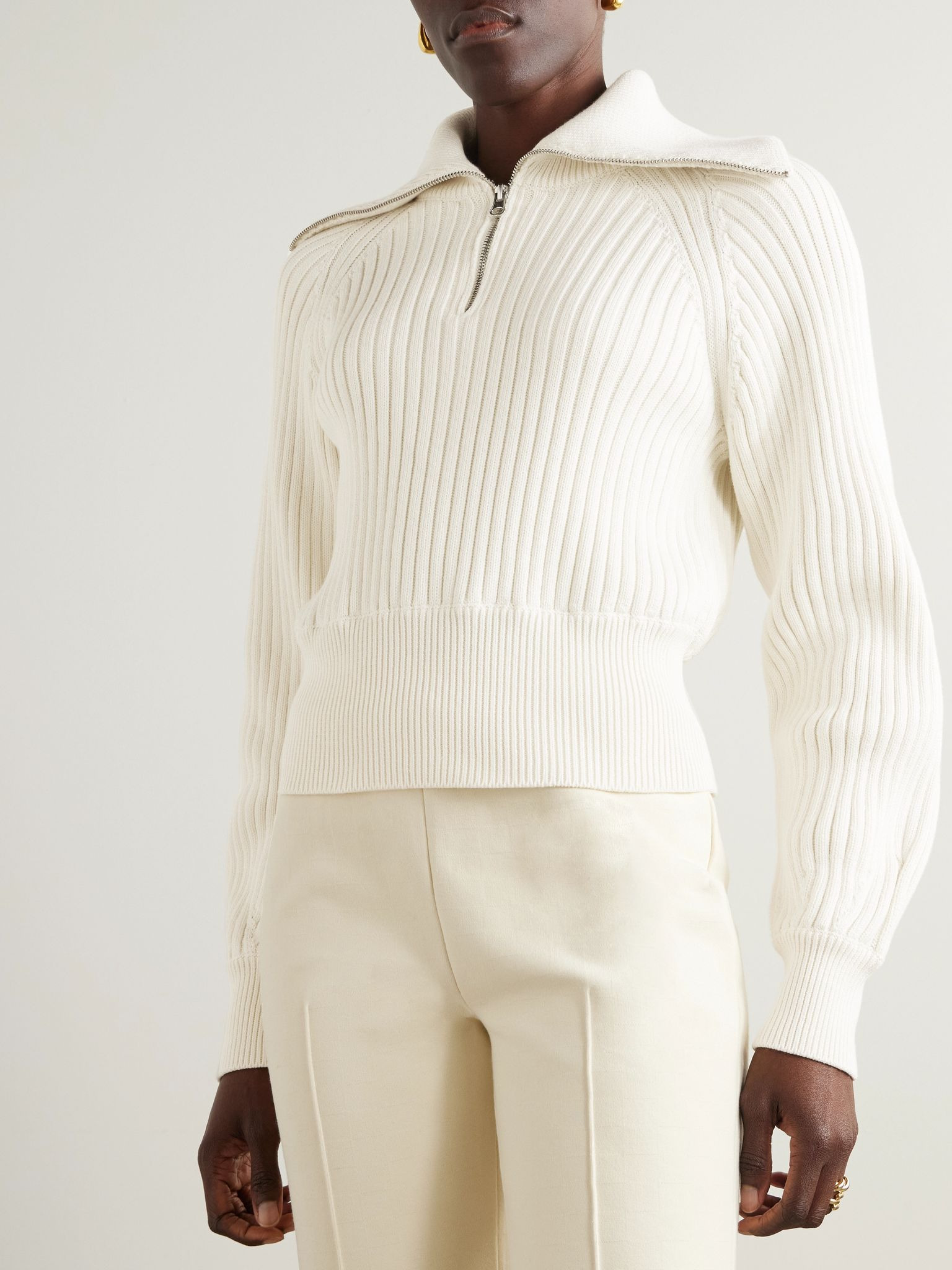 Chester ribbed cotton-blend sweater Ivory - 3