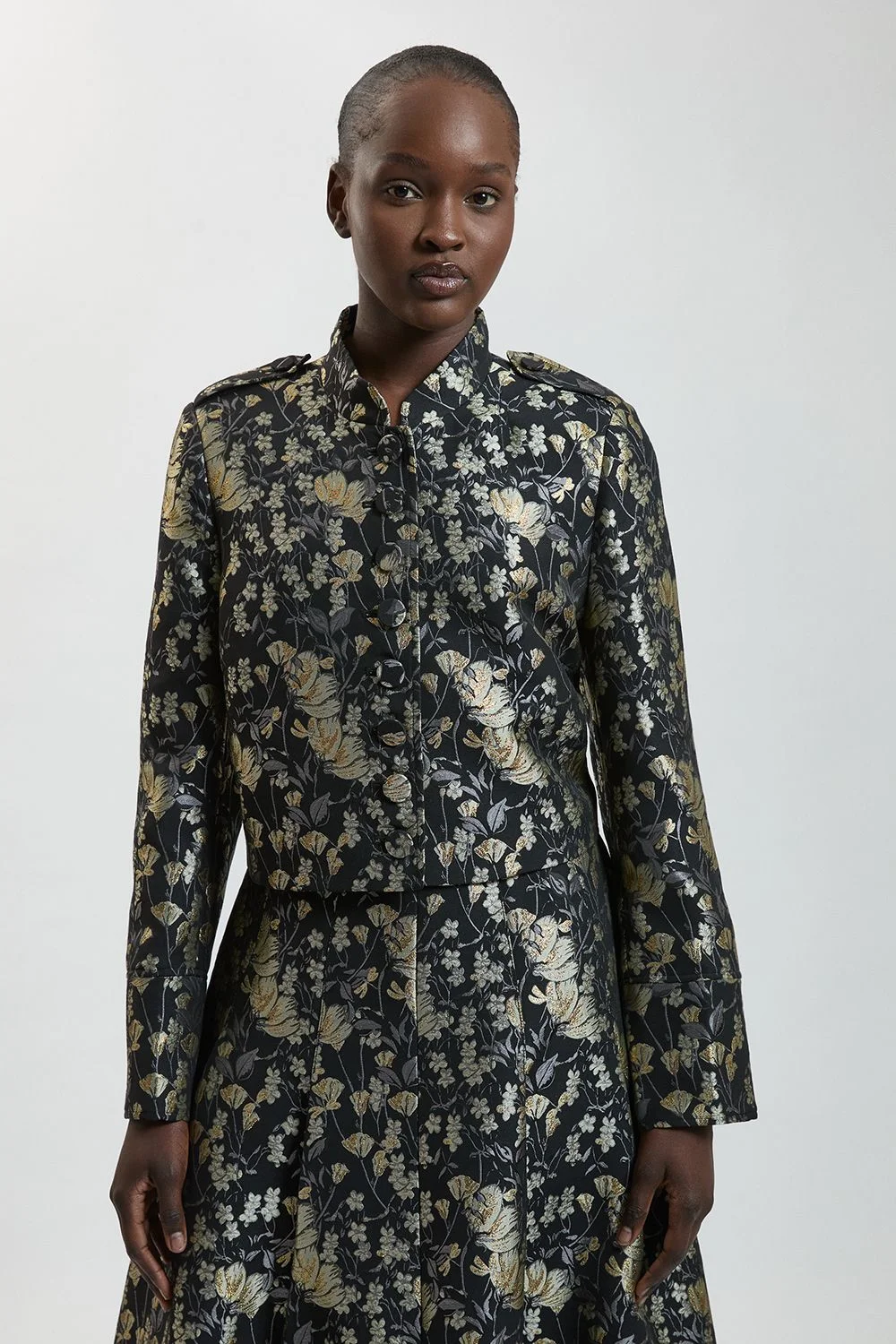 Jacquard Button Tailored Jacket - 1