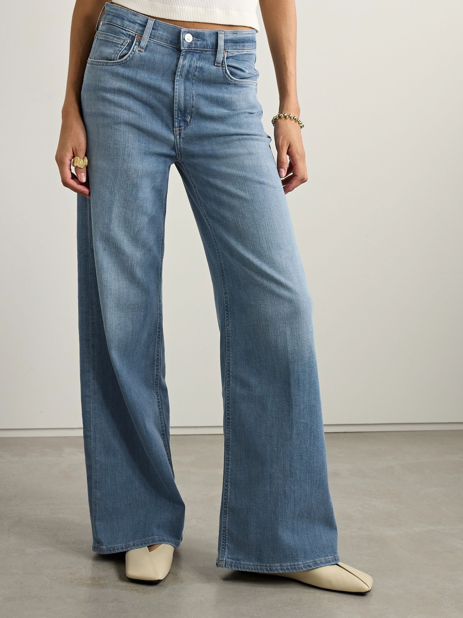 Lyra Long mid-rise wide-leg jeans Light denim - 3