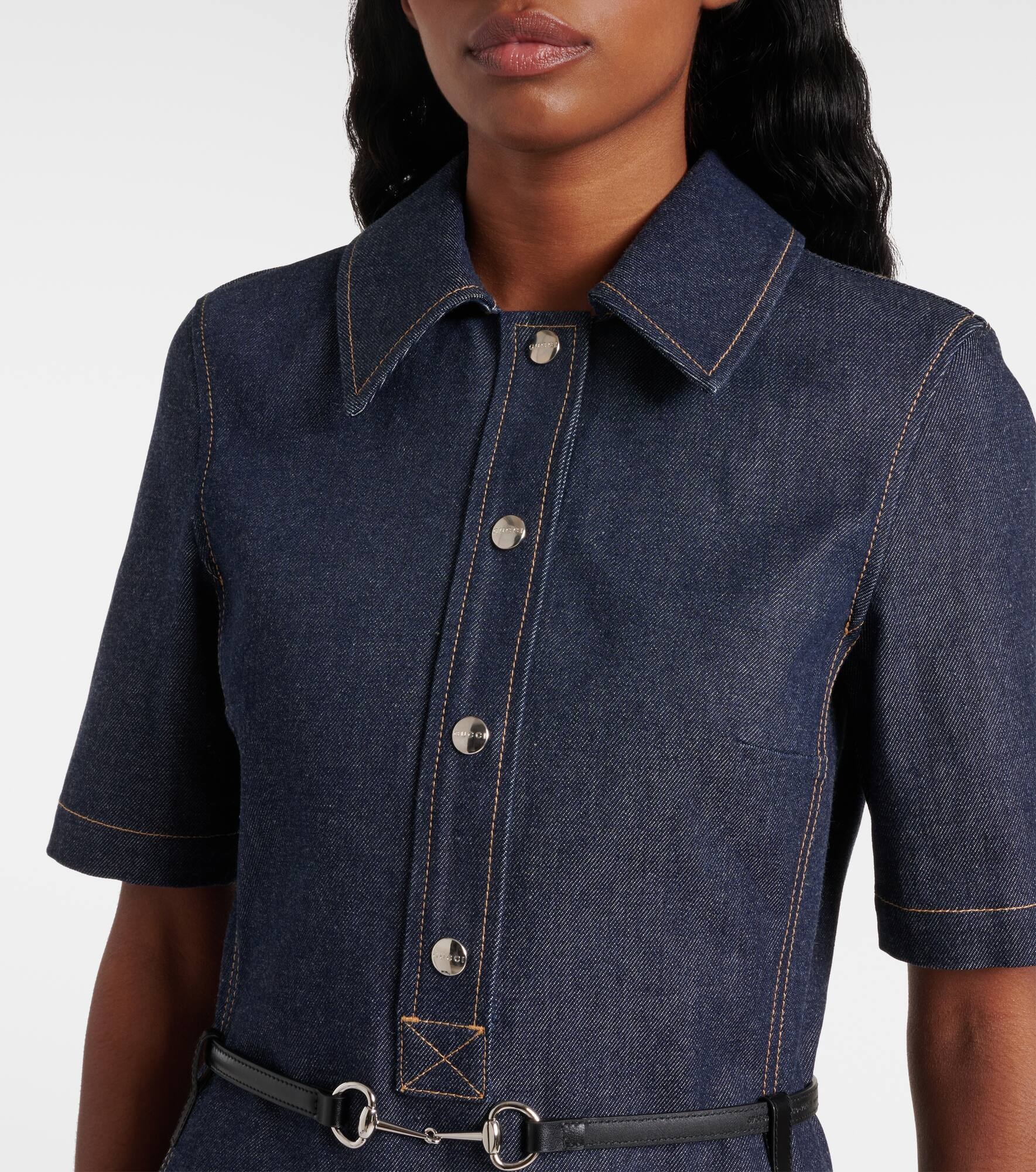 Horsebit belted denim minidress - 4