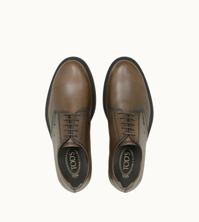 Tod's LACE-UPS IN LEATHER - BROWN outlook