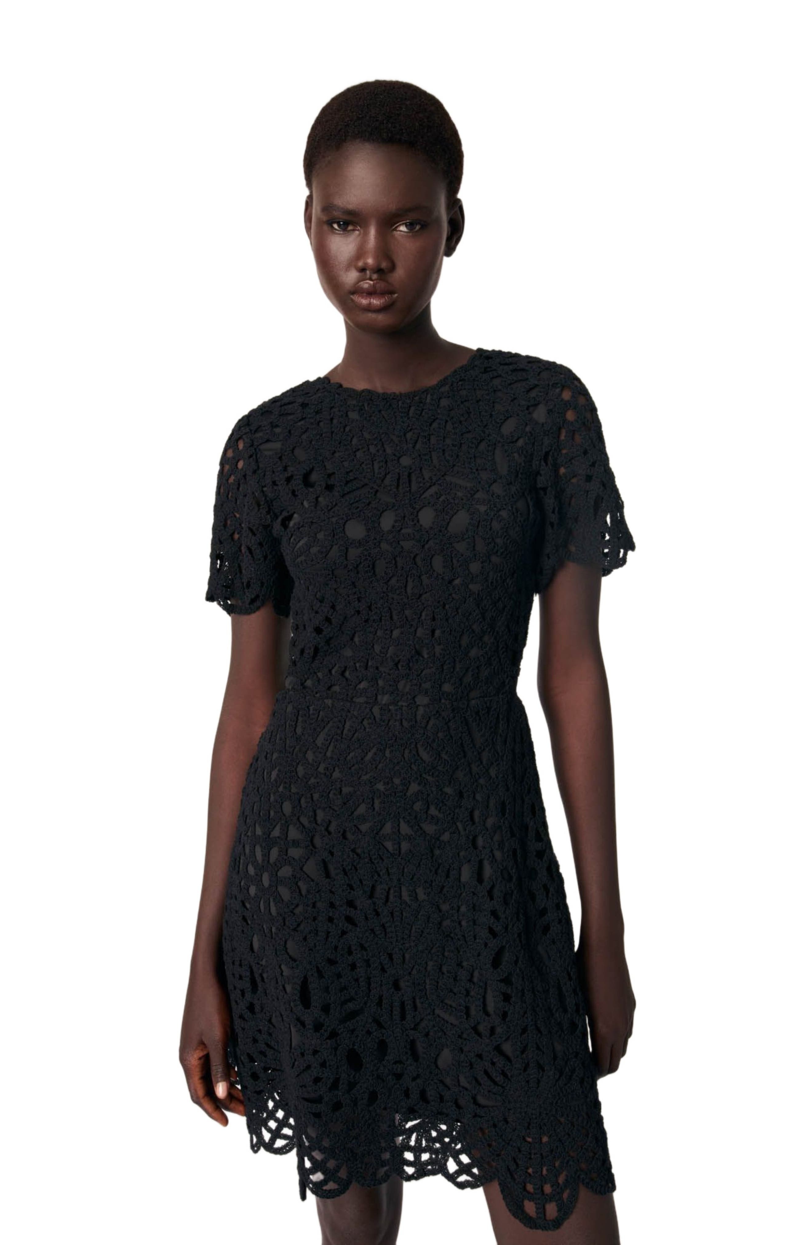 maje Short crochet dress in Black at Nordstrom - 4