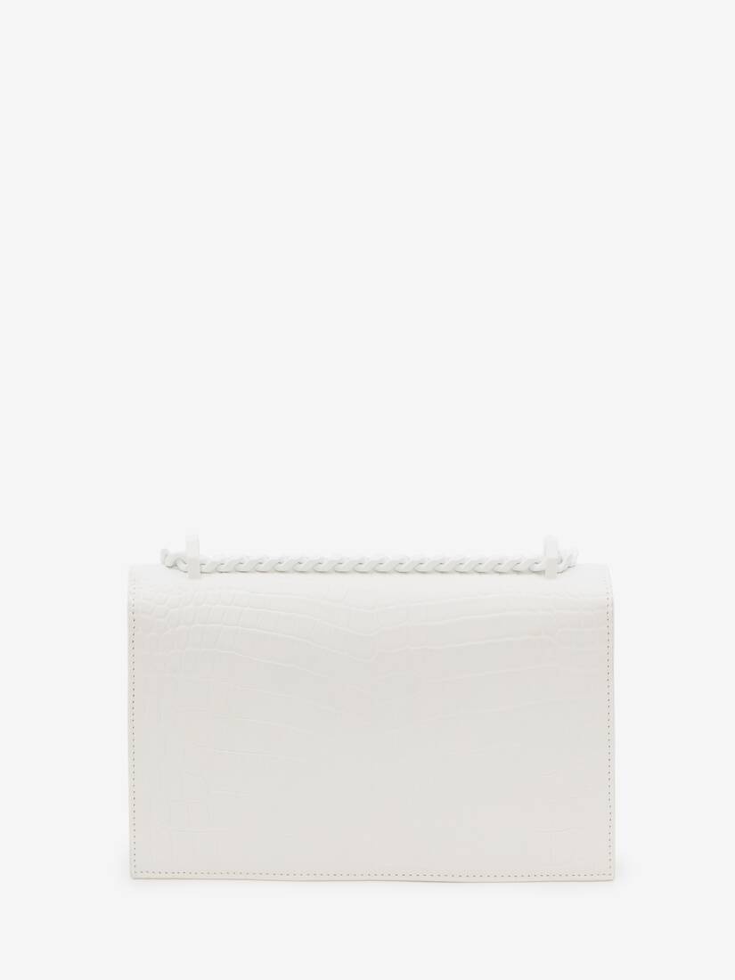 Jewelled Satchel in White - 3