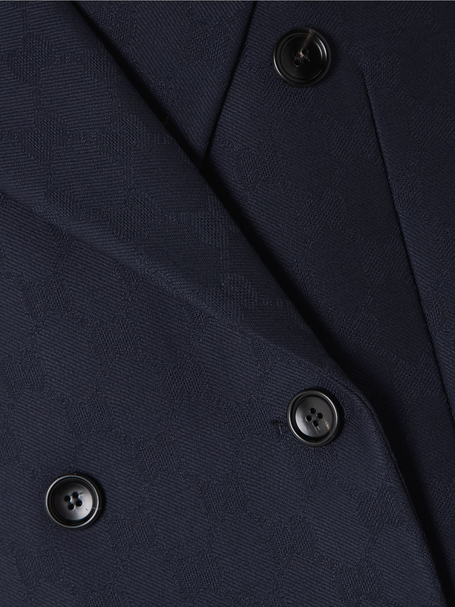 Double-breasted wool-jacquard blazer Midnight blue - 4