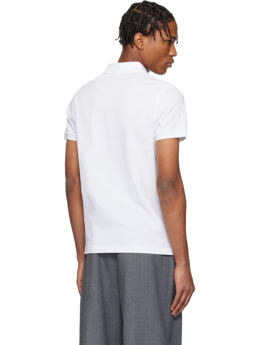 White Logo Patch Cotton Polo - 3
