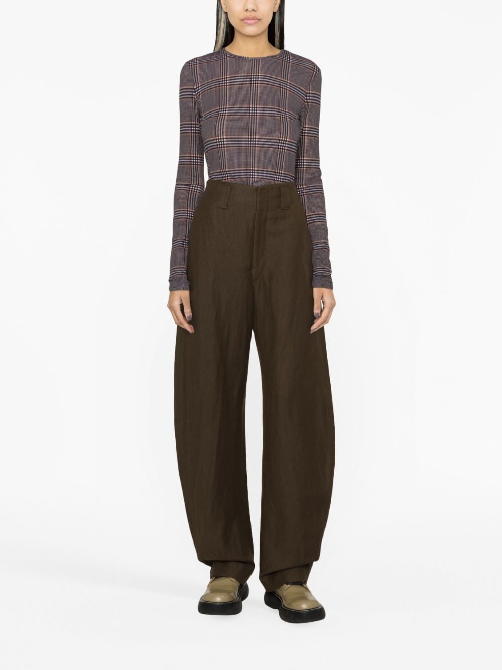 plaid-print long-sleeve T-shirt - 2