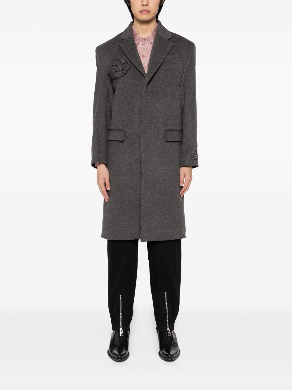 floral-embellishment coat - 2
