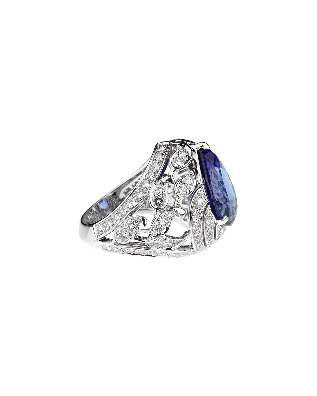 Van Cleef & Arpels 18K 14.97 ct. tw. Diamond & Tanzanite Les Jardins Ring & Earrings (Authentic Pre- - 4