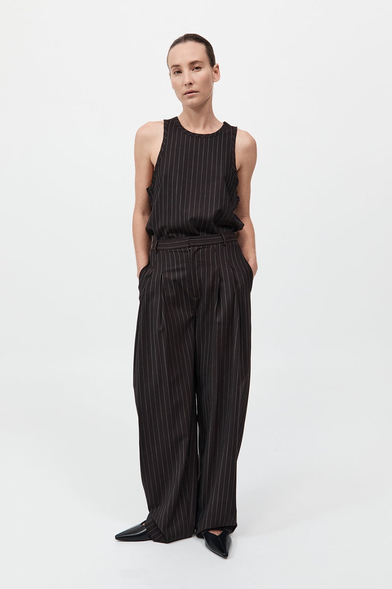 Wool Pinstripe Tank - Mahogany Stripe - 4