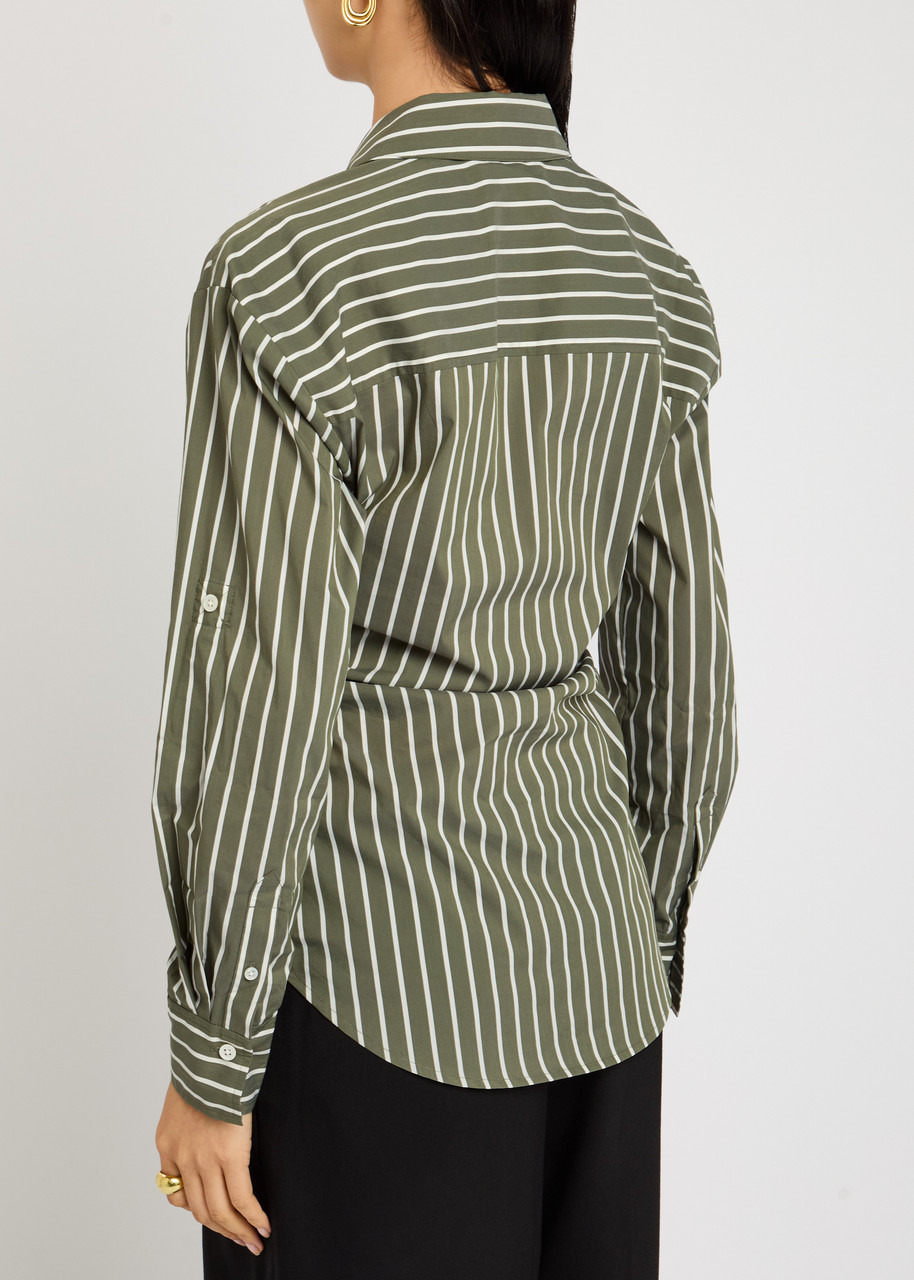 Veronica Beard Devra Gathered Striped Cotton-poplin Shirt - 3