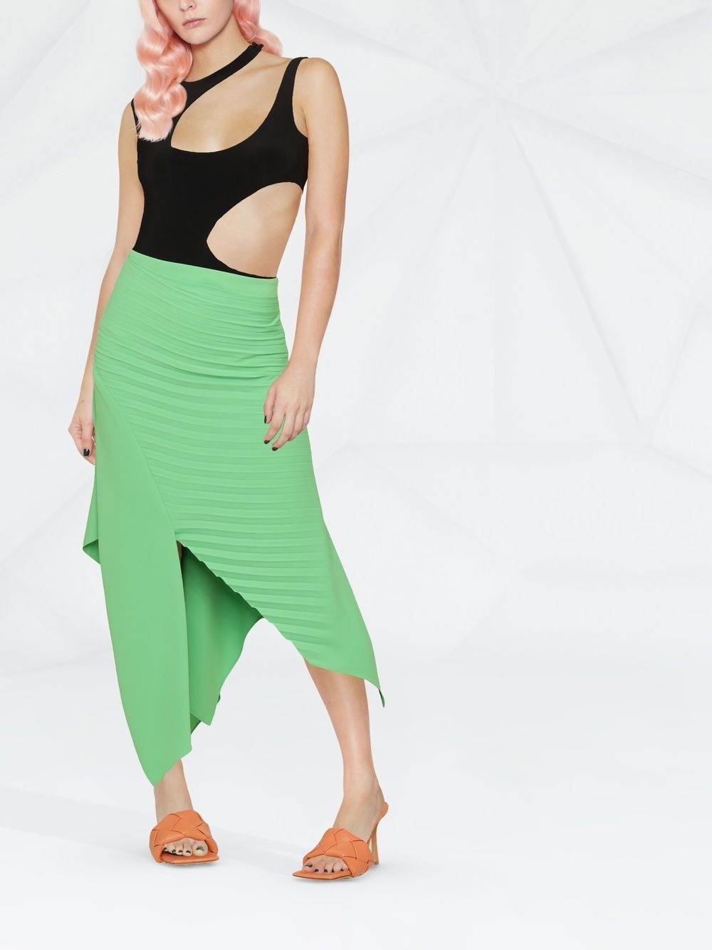 pleated asymmetric midi skirt - 2