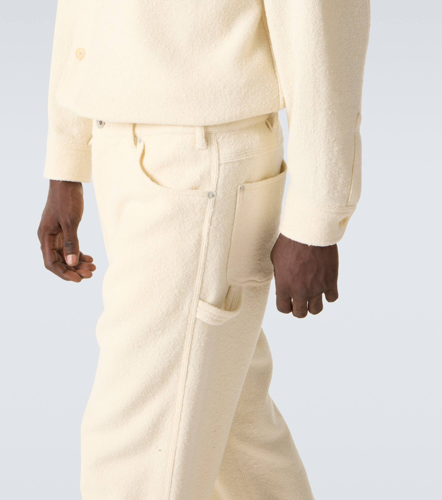 Wool tweed wide-leg pants - 5