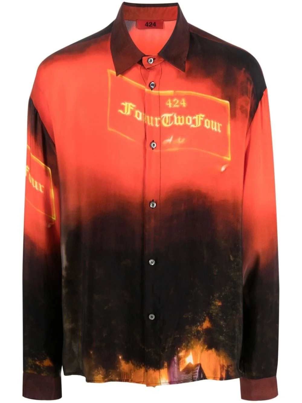 graphic-print button-up shirt - 1