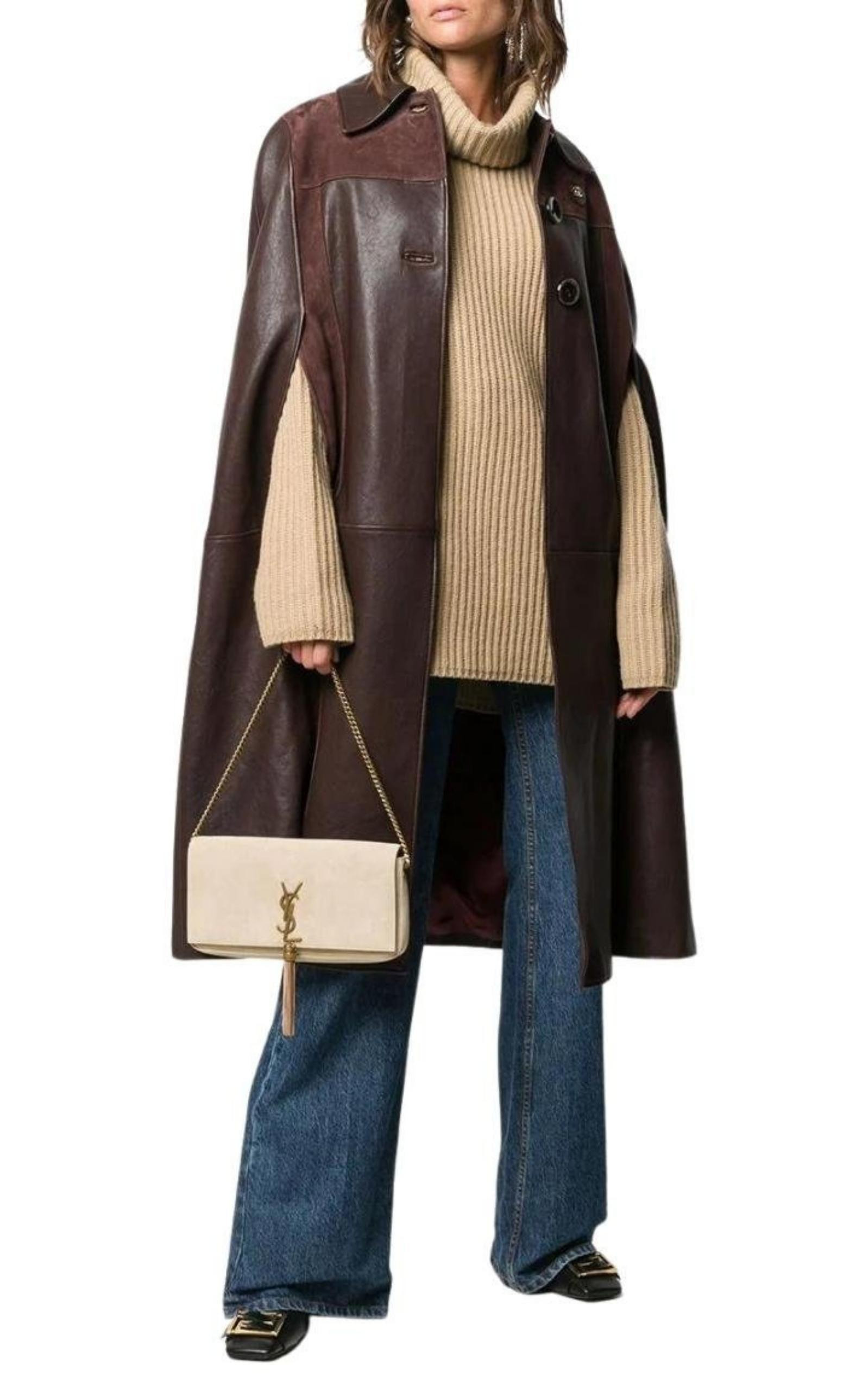 GG-logo Leather And Suede Cape - 2
