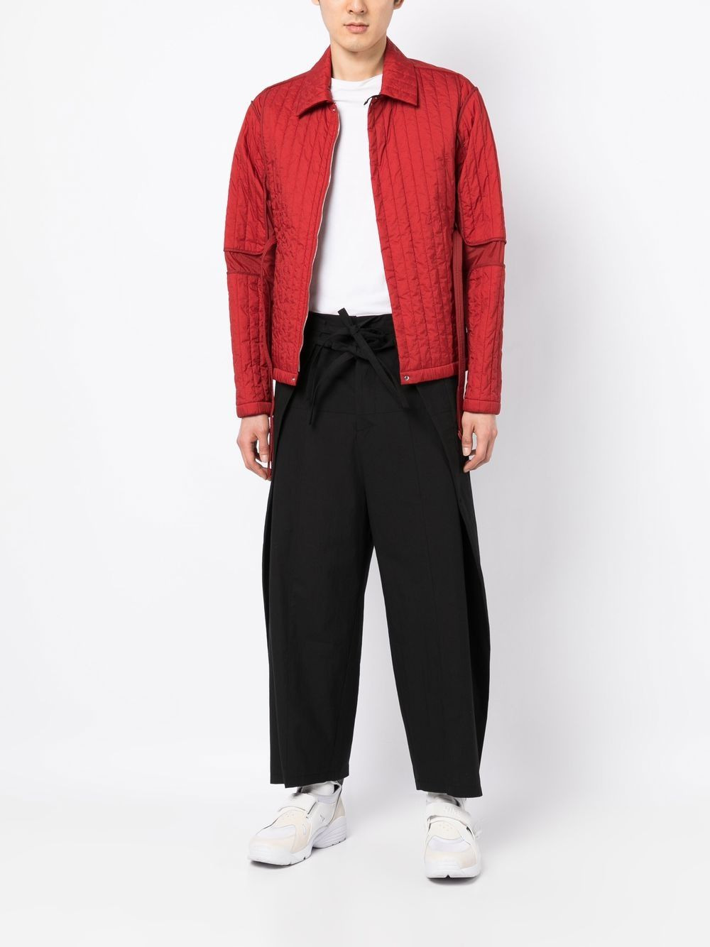 cotton wide-leg trousers - 6