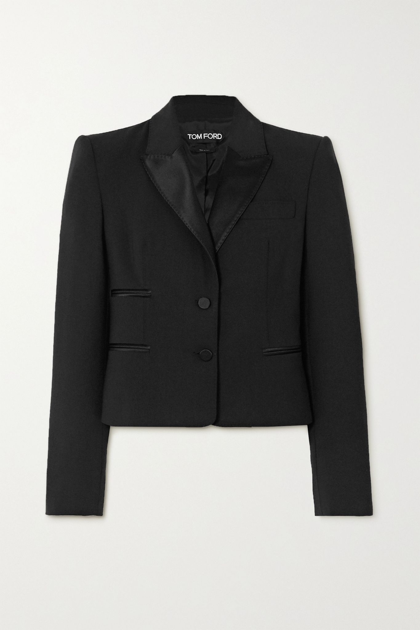 Silk satin-trimmed wool-blend blazer - 1