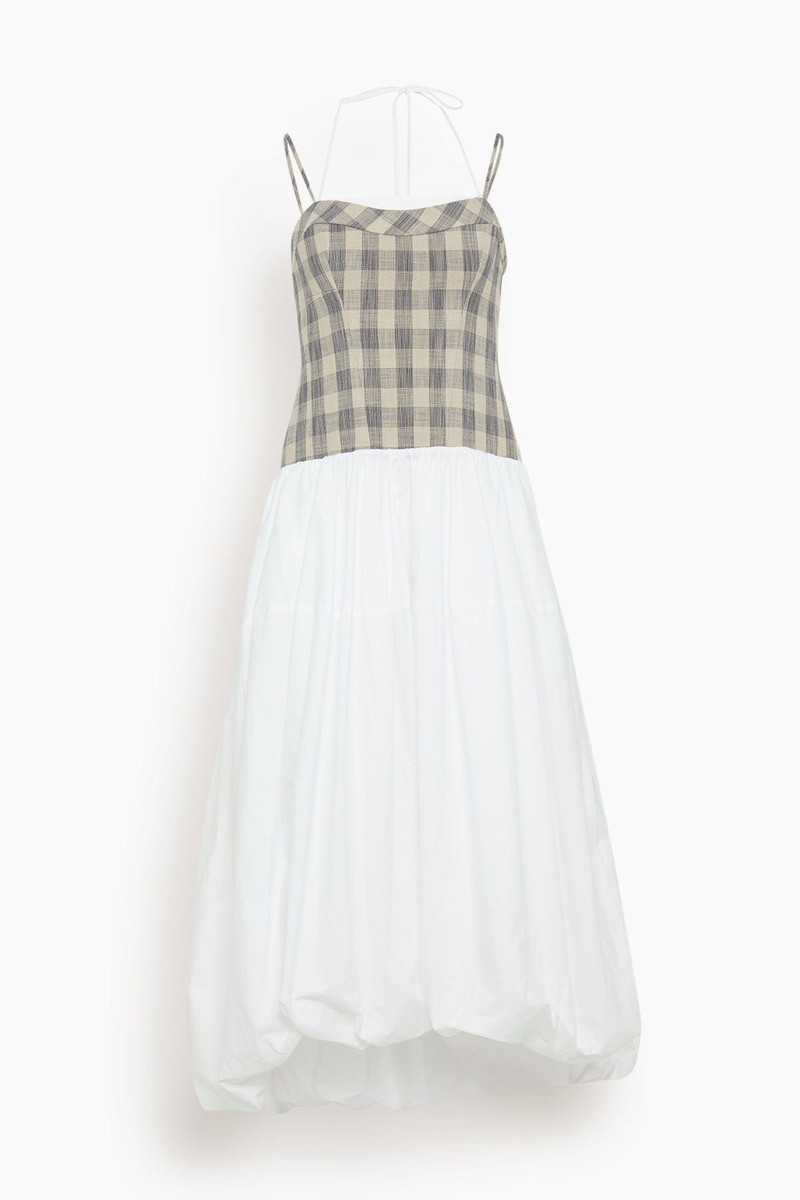 Pfeiffer Sleeveless Bustier Midi Dress in Midnight Gingham - 1