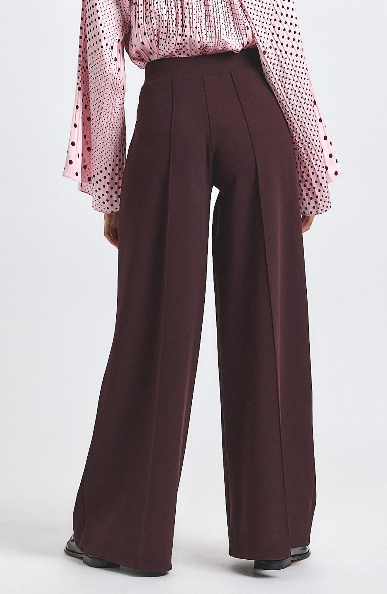 Derek Lam 10 Crosby Tempset Pleated Wide Leg Pants in Dark Cherry at Nordstrom - 2