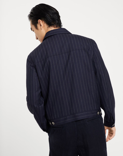 Brunello Cucinelli Virgin wool chalk stripe four-pocket jacket outlook