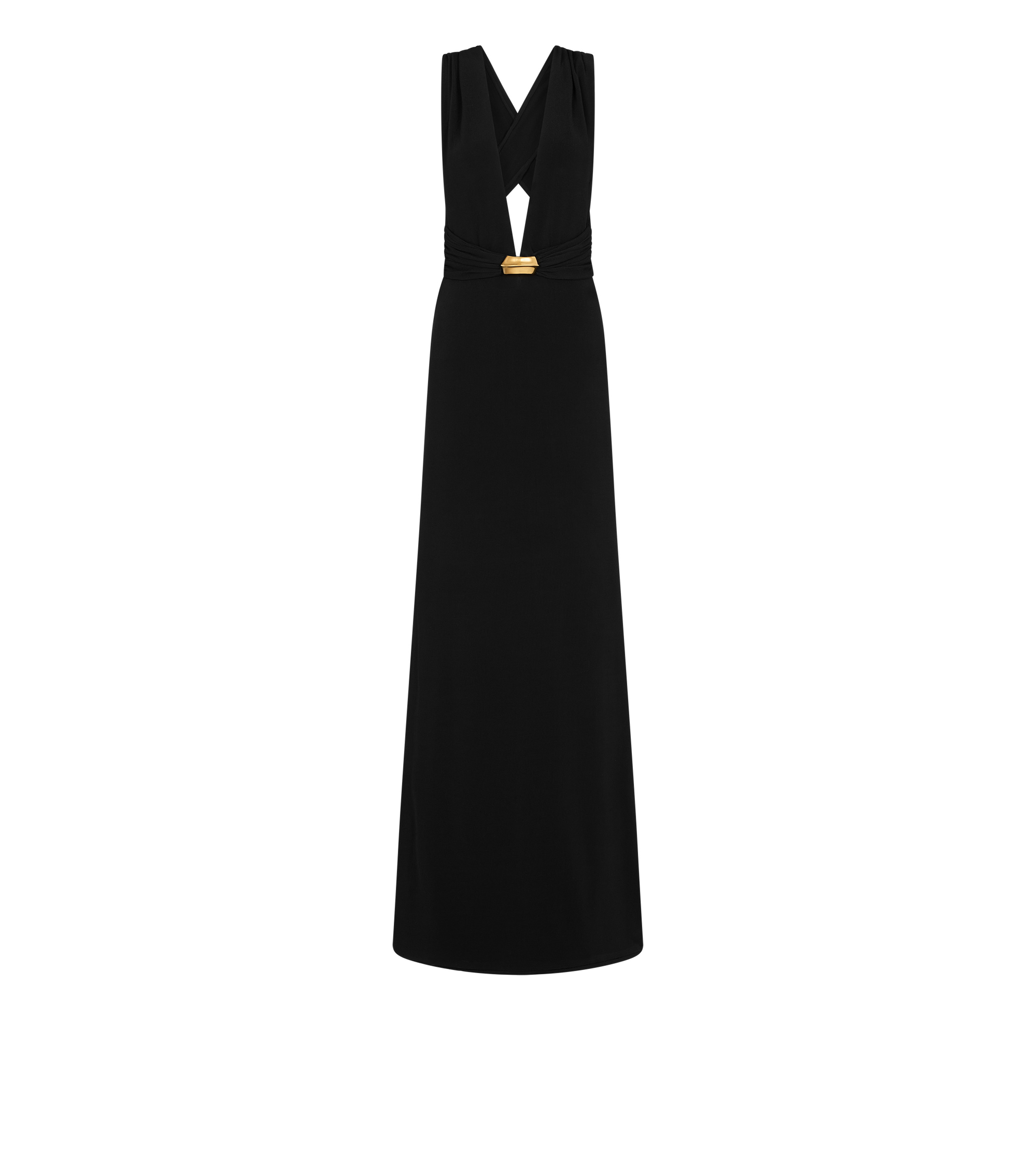 PLUNGING V-NECK JERSEY EVENING DRESS - 1