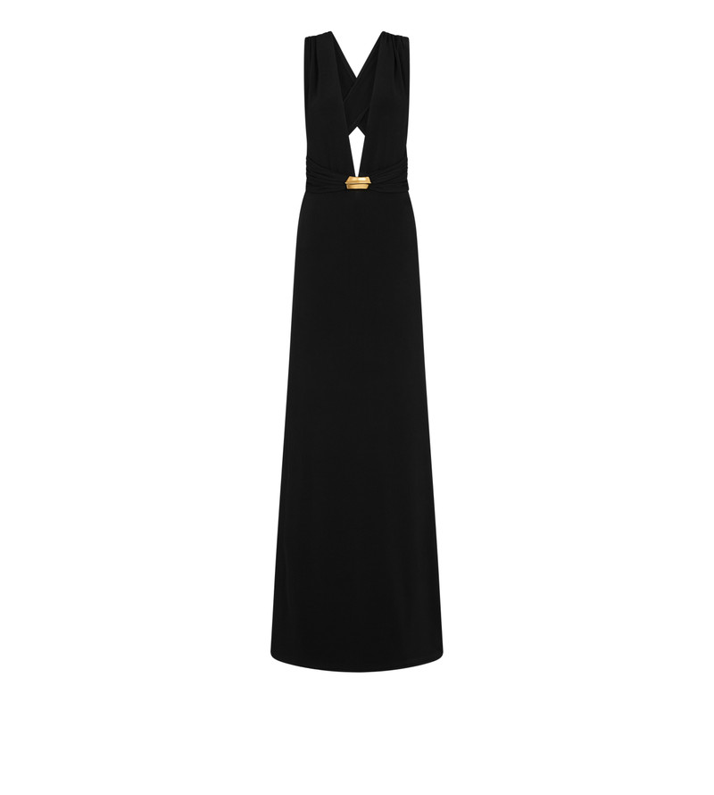 PLUNGING V-NECK JERSEY EVENING DRESS 1