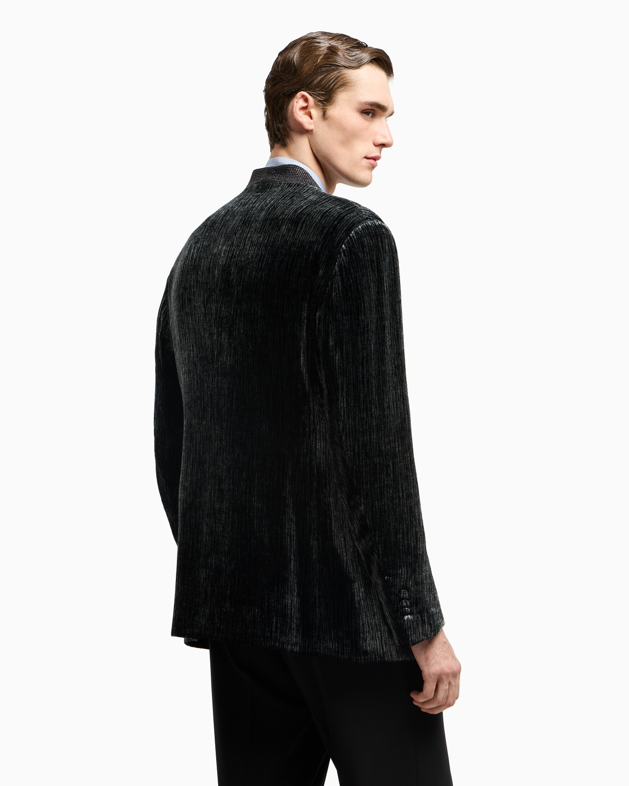 UPTON LINE LUREX VELVET AND RHINESTONE TUXEDO JACKET - 3