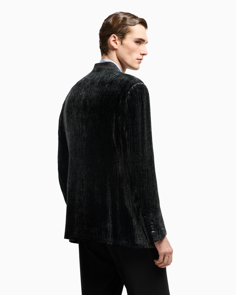 UPTON LINE LUREX VELVET AND RHINESTONE TUXEDO JACKET 3