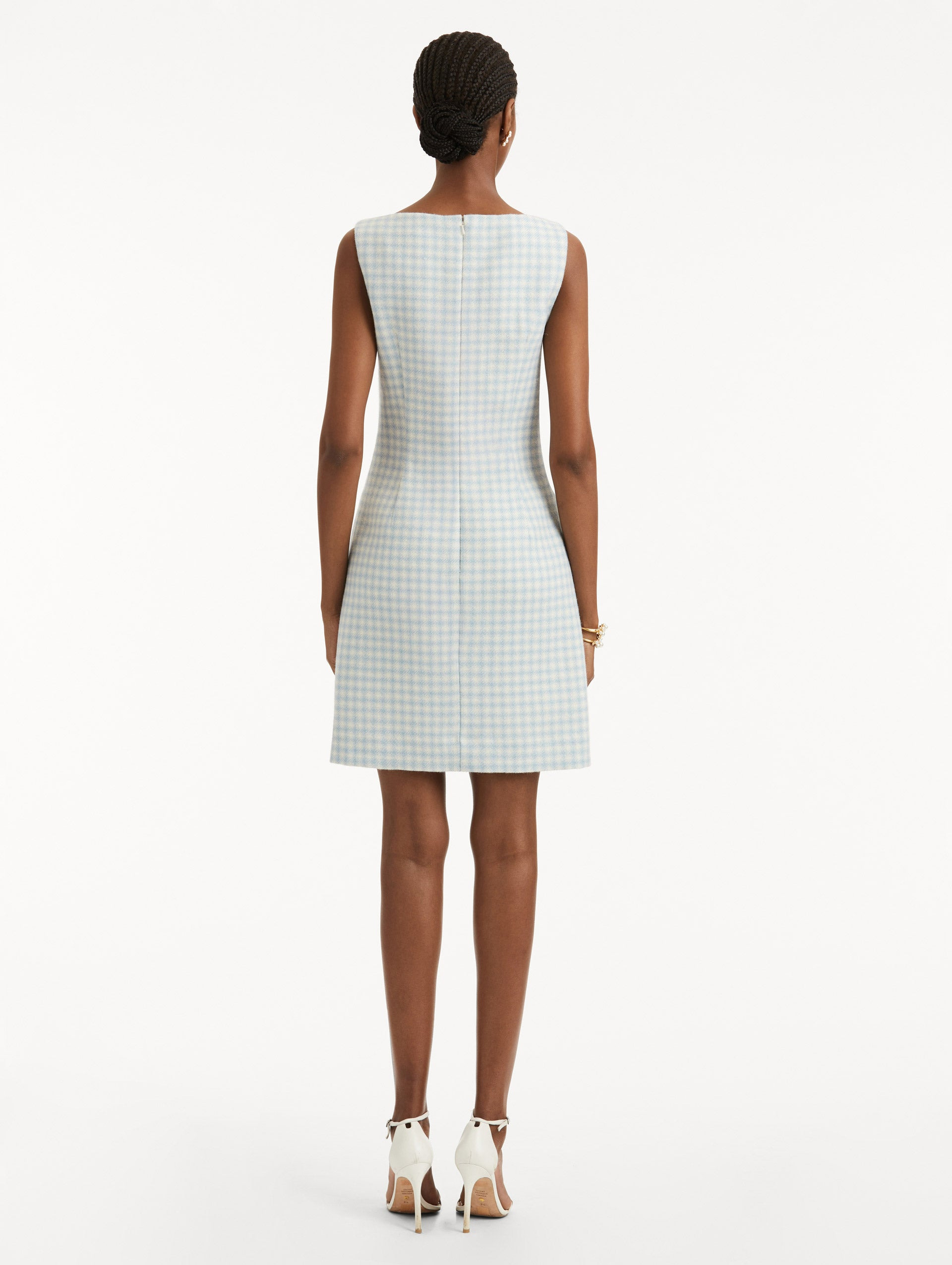 CHECKED TWEED SLEEVELESS DRESS - 3