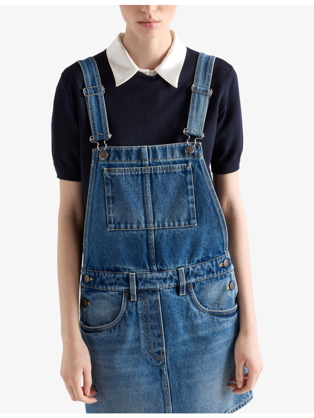 Bib Overall Denim Mini Dress - 3