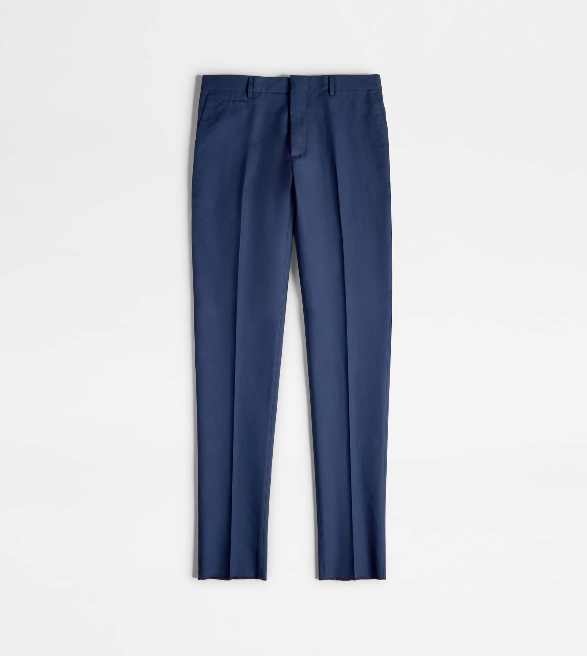 PANTS IN LINEN BLEND TWILL - BLUE - 1