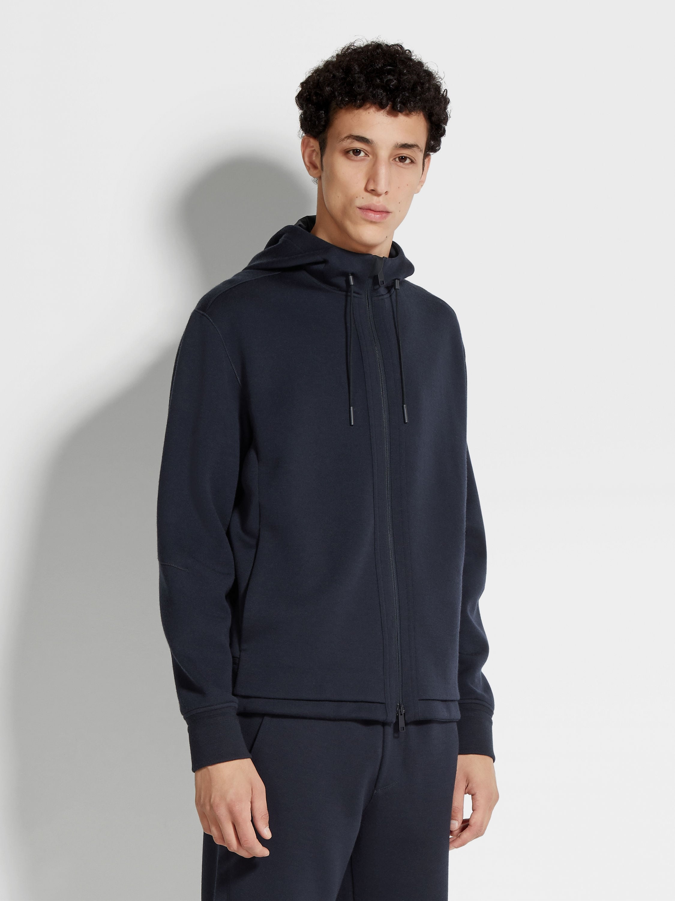 NAVY BLUE HIGH PERFORMANCE™ WOOL BLEND HOODIE - 4