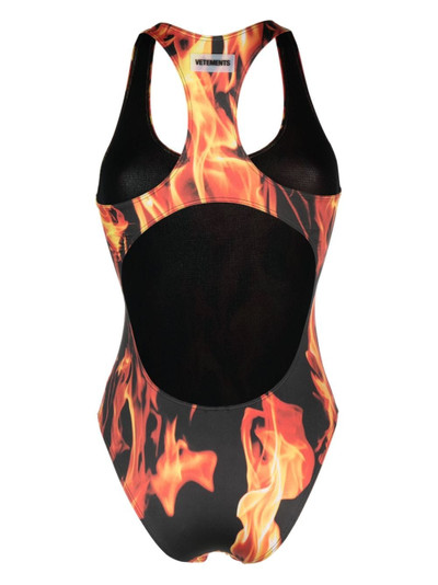 VETEMENTS flame-print U-neck swimsuit outlook
