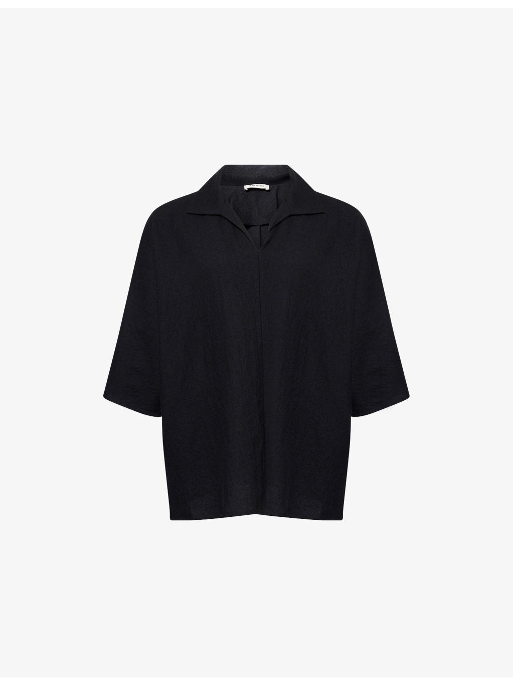 Spread-Collar Short-Sleeves Wool Polo Shirt - 1