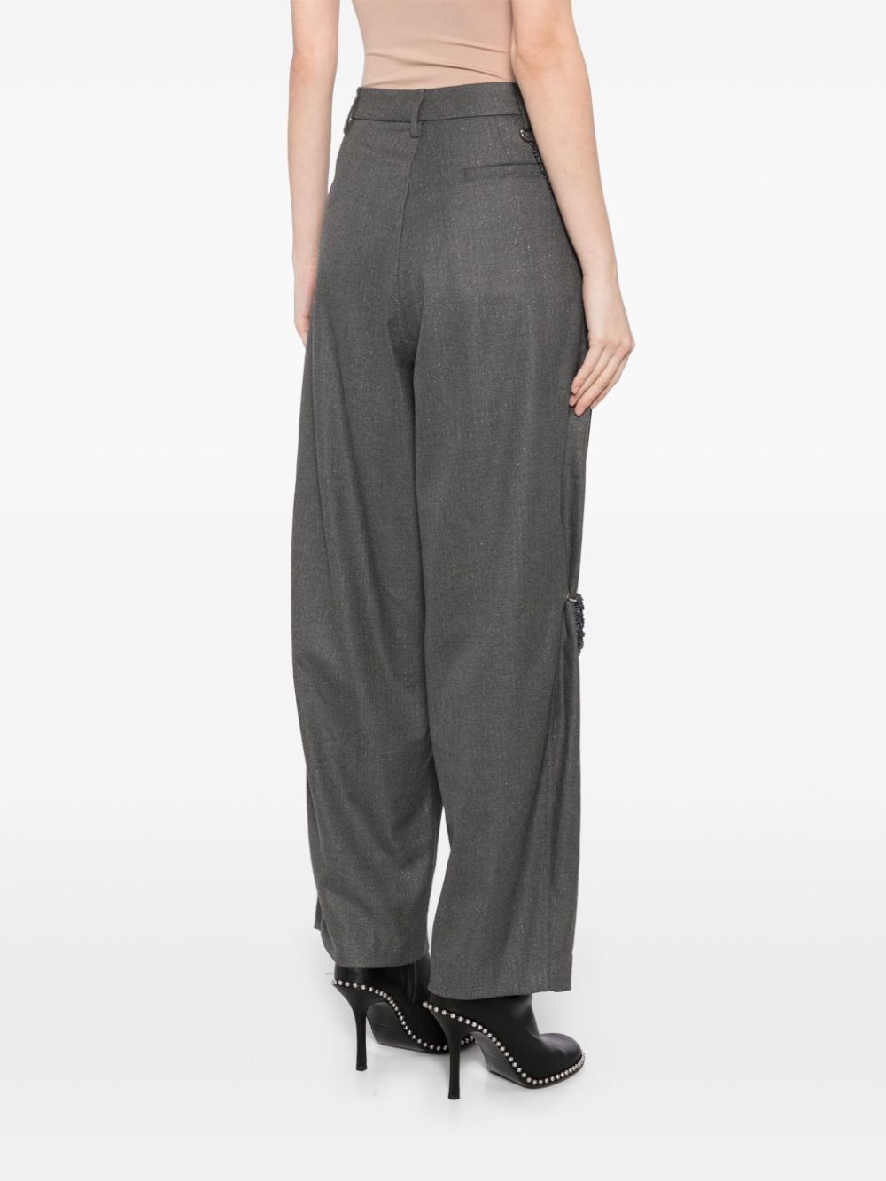 chain adorned wide-leg trousers - 4