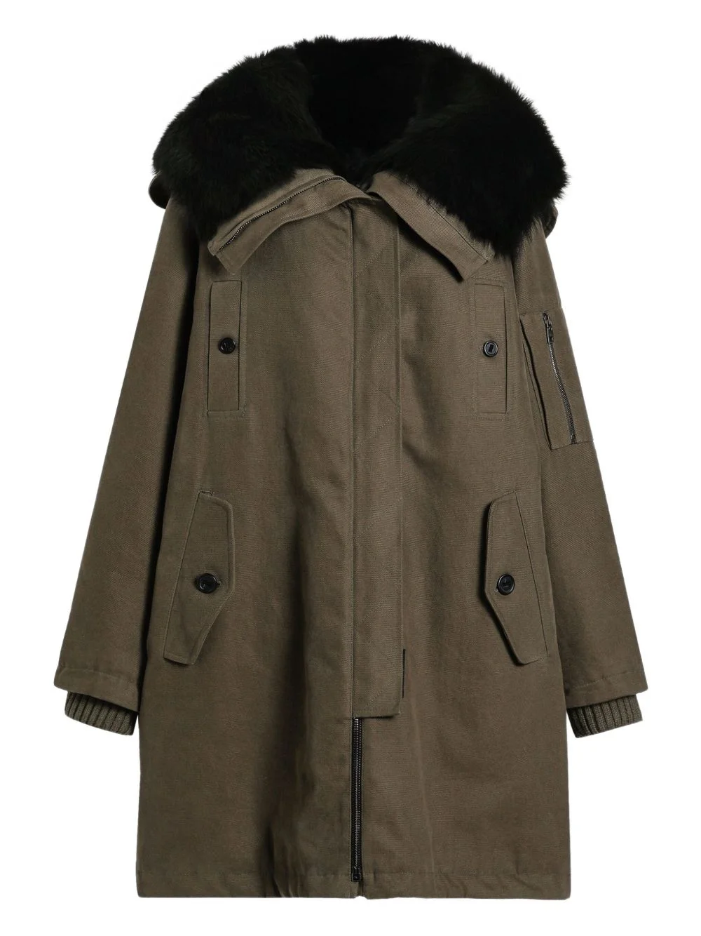 fur-trimmed hooded coat - 1