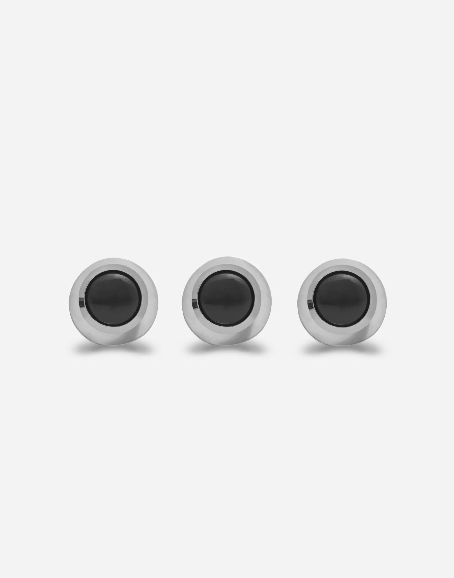 White gold tuxedo buttons with black jades - 1