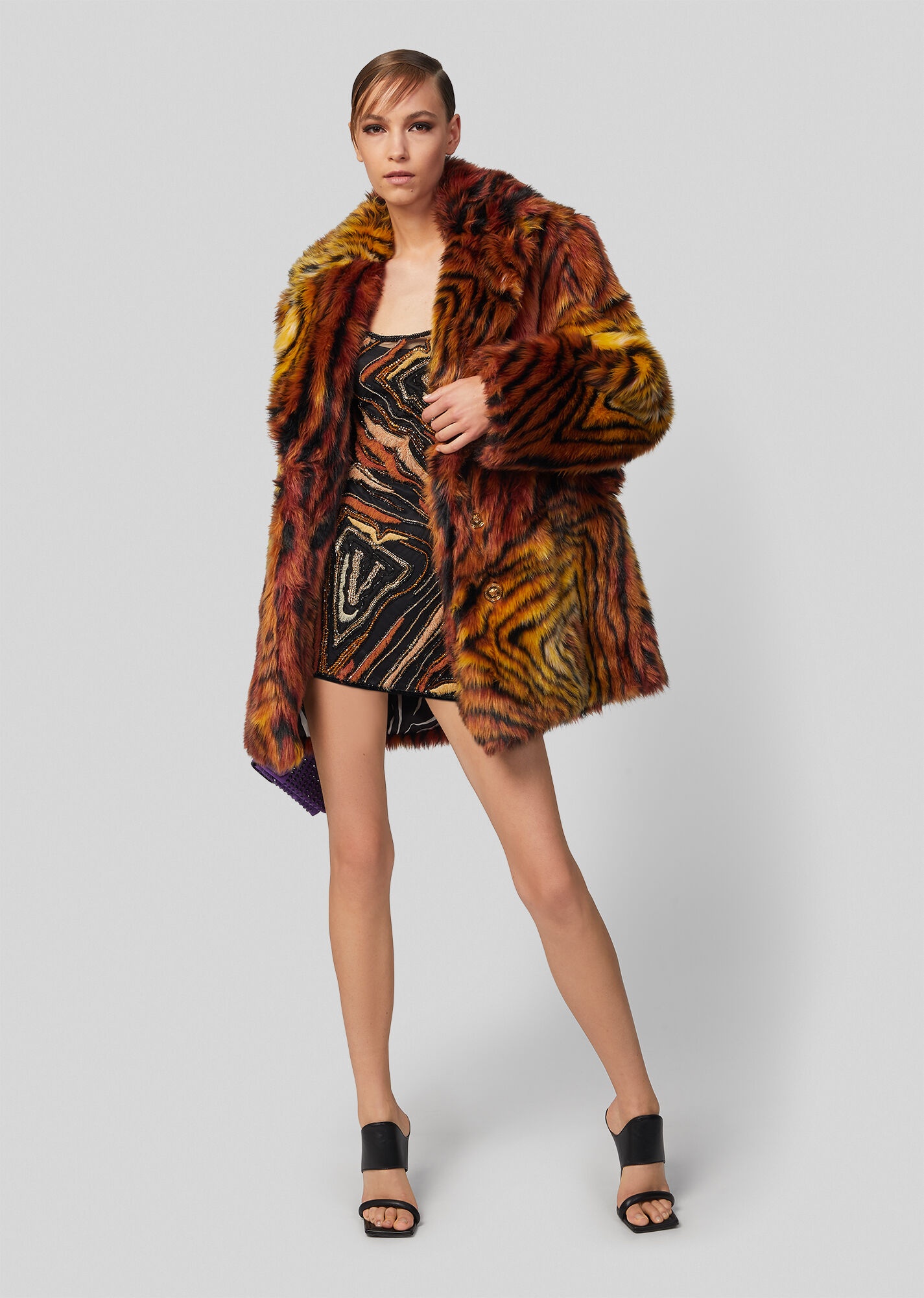 Virtus Animalier Pattern Faux Fur Coat - 4