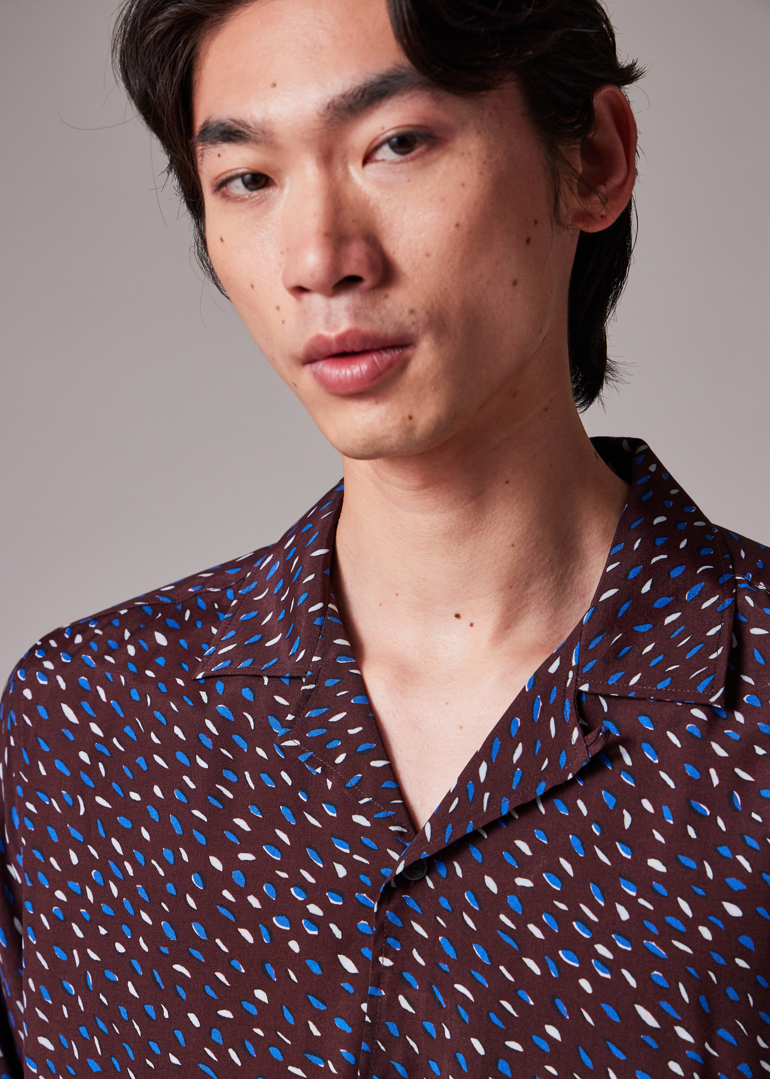 Burgundy 'Screen Dance' Print Viscose Shirt - 6