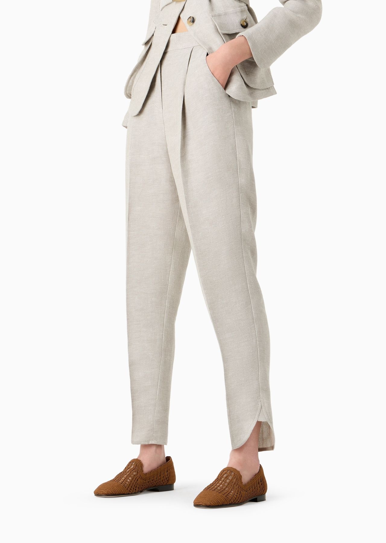 Icon oval-leg trousers in hemp and linen-blend drill - 2