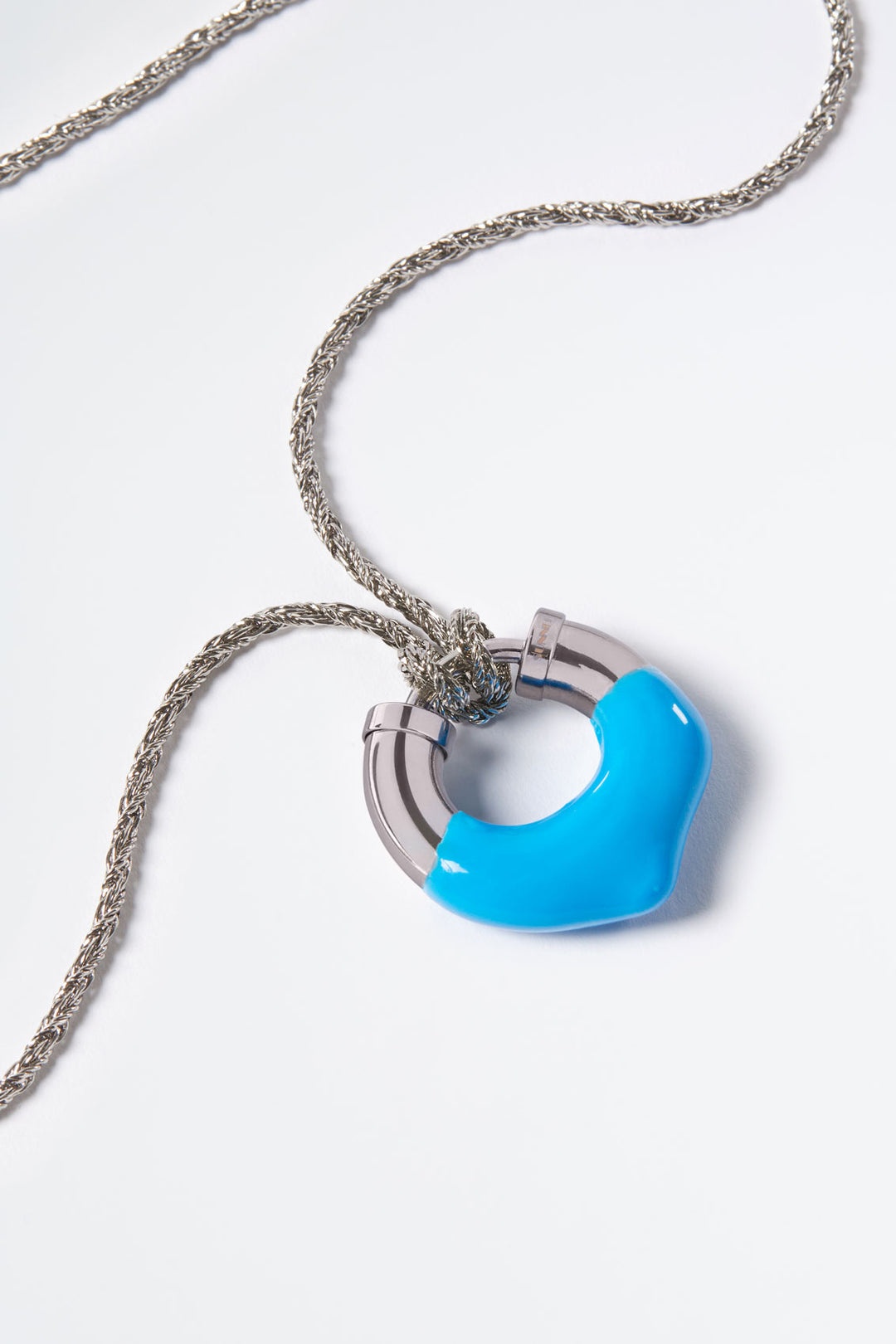BLUE RUBBERIZED SILVER NECKLACE - 2