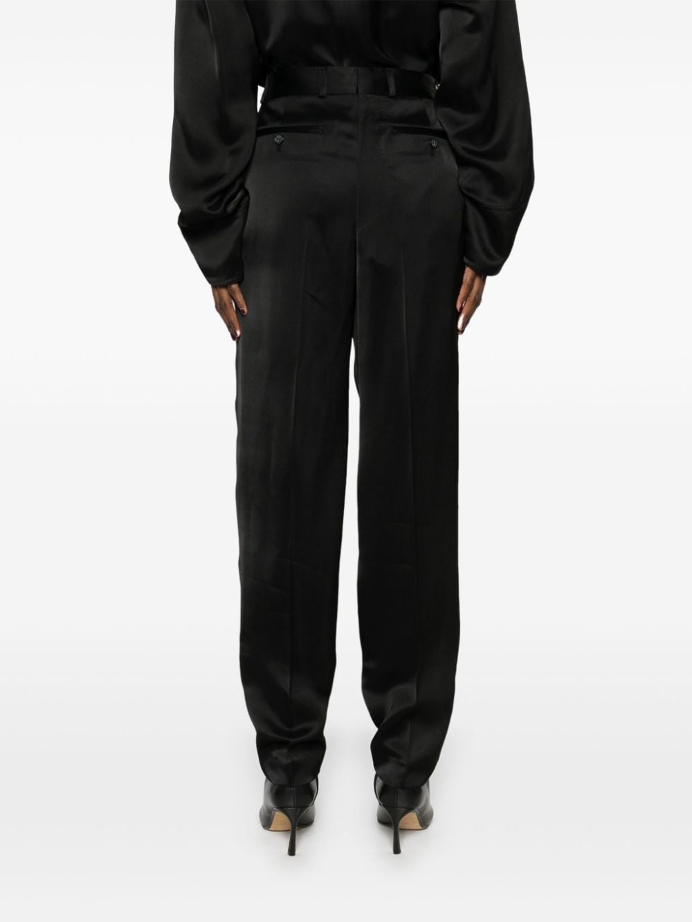 low-waist satin trousers - 4